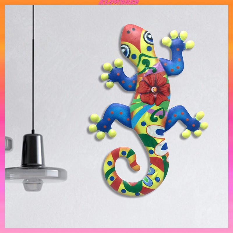 [KLOWARE2]Handmade Gecko Wall Decor Wall Sculpture for Home Garden Fence Ornament Blue