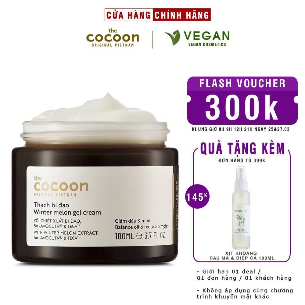 Thạch Bí Đao cocoon (kem dưỡng ẩm) cấp ẩm và ngừa mụn 100ml thuần chay