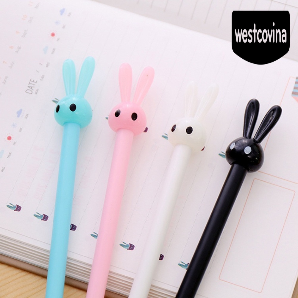 Phương Tây✎4 Chiếc Bút Bi Nước Mực Đen Hình Thỏ 0.38mm