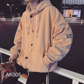 Áo khoác nam nữ VN CLO gài nút thêu tay màu tan - AK005