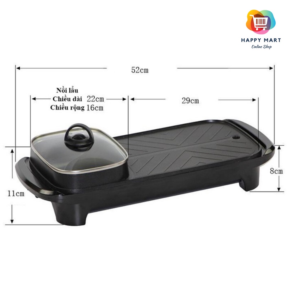 Nồi lẩu nướng Hongshuangxi đa năng 2 in 1 tiện lợi - đa nănng - tiết kiệm - Hàng Chính Hãng