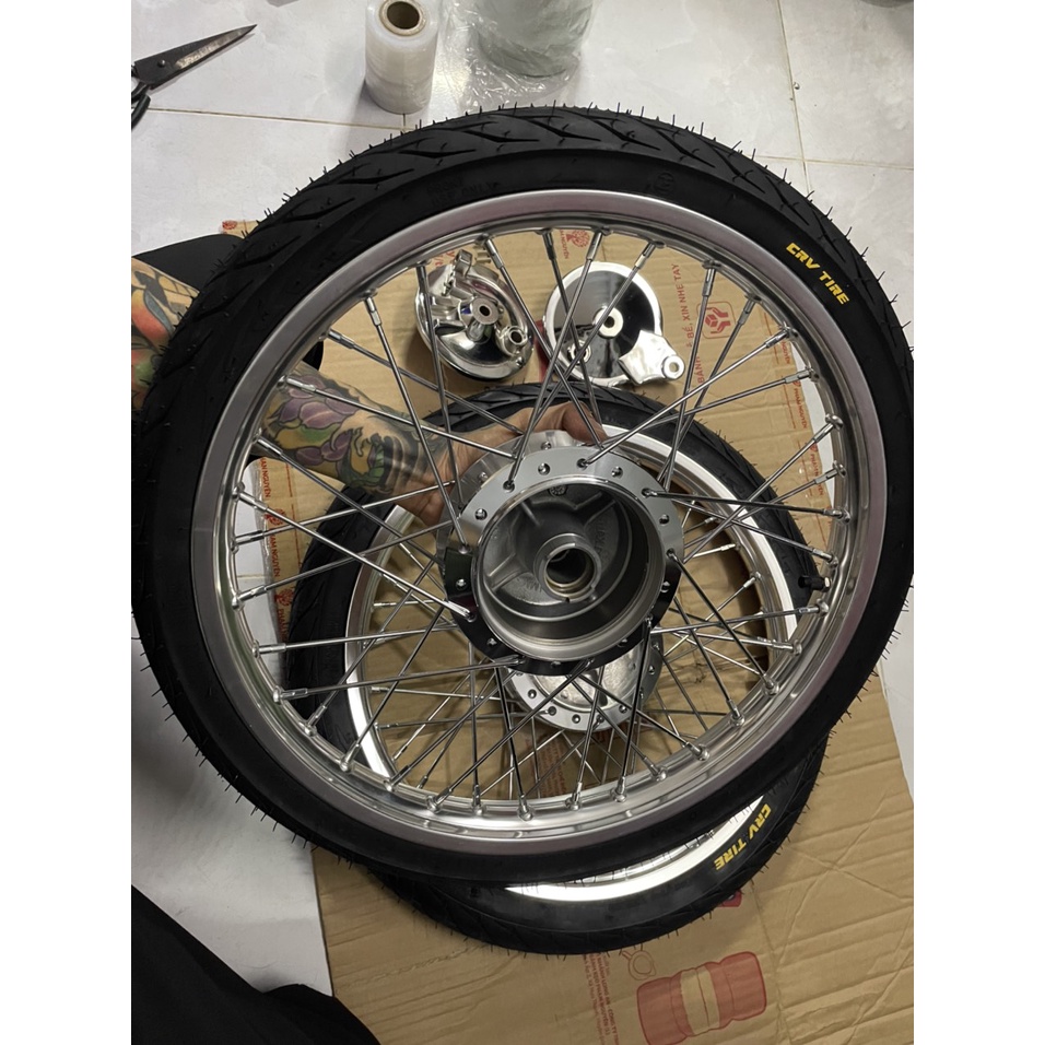 Bộ CDN dành cho wave và dream căm osaka đùm crom niềng nhôm bạc solute  kèm má crom full vỏ ruột 60/90 và 70/90