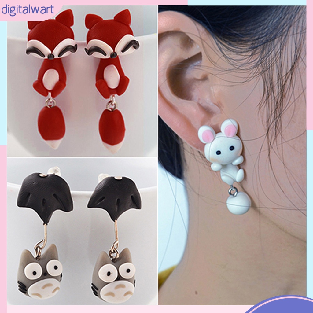 Dg✌❤ Bông Tai Hình Thú Hoạt Hình Bằng Đất Sét Polymer Handmade