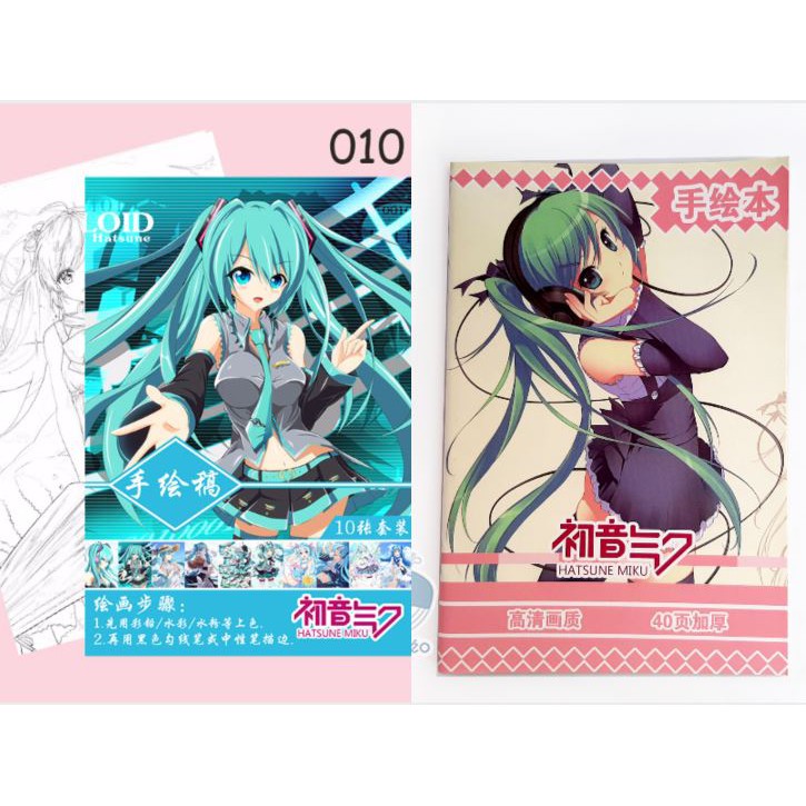 [SALE GIÁ XƯỞNG] Tập bản thảo Miku Vocaloid tranh phác họa, tô màu anime manga