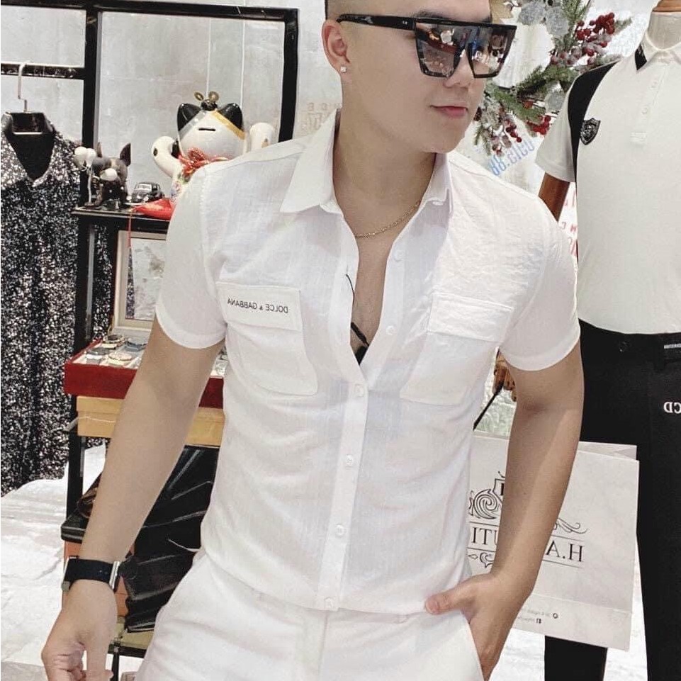 Áo sơ mi Đũi Nam ngắn tay cực phong cách