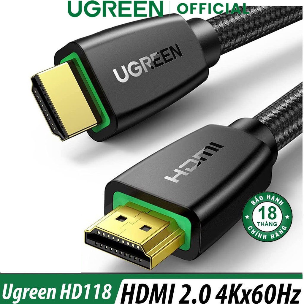 Cáp Tín Hiệu Hỗ Trợ HDMI 2.0 Bọc Lưới Cao Cấp Ugreen HD118 Chính Hãng