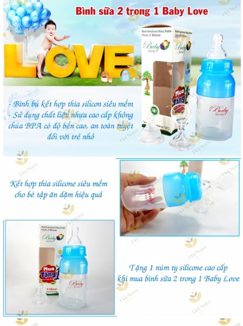 Bình sữa+ ăn dặm có chống sặc baby love (110ml)