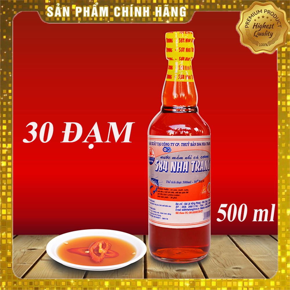 Thùng 6 chai Nước mắm Nhỉ Cá Cơm - 584 Nha Trang - 30 độ đạm - Chai thủy tinh 500ml, Date mới nhất