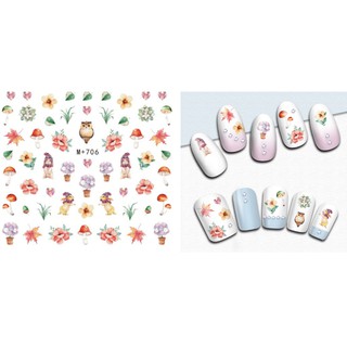 sticker dán móng hình lông vũ lá phong