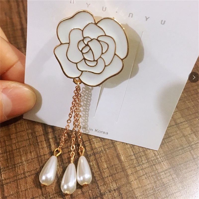 Ghim Cài Áo Hình Hoa Hồng Đính Ngọc Trai Nhân Tạo Thời Trang