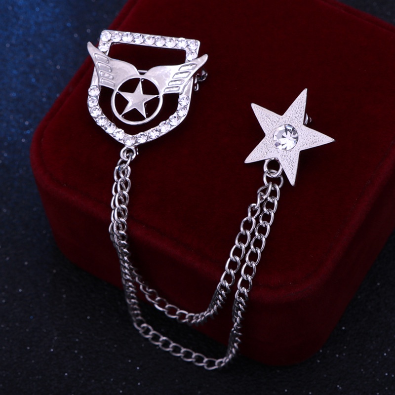 EFAN Ghim Cài Áo Hình Ngôi Sao Năm Cánh Đính Đá Thời Trang Cho Nam