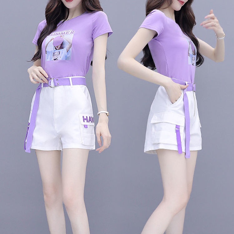 Bộ Trang Phục Hai Mảnh Gồm Áo Và Quần Ngắn Ống Rộng Thời Trang Phong Cách Phương Tây Dành Cho Nữ Mùa Hè 2021