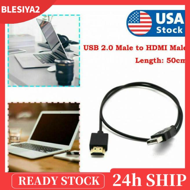 [BLESIYA2]19   1.4 Male to USB 2.0 Plug Adapter Connector Charger Converter Cable