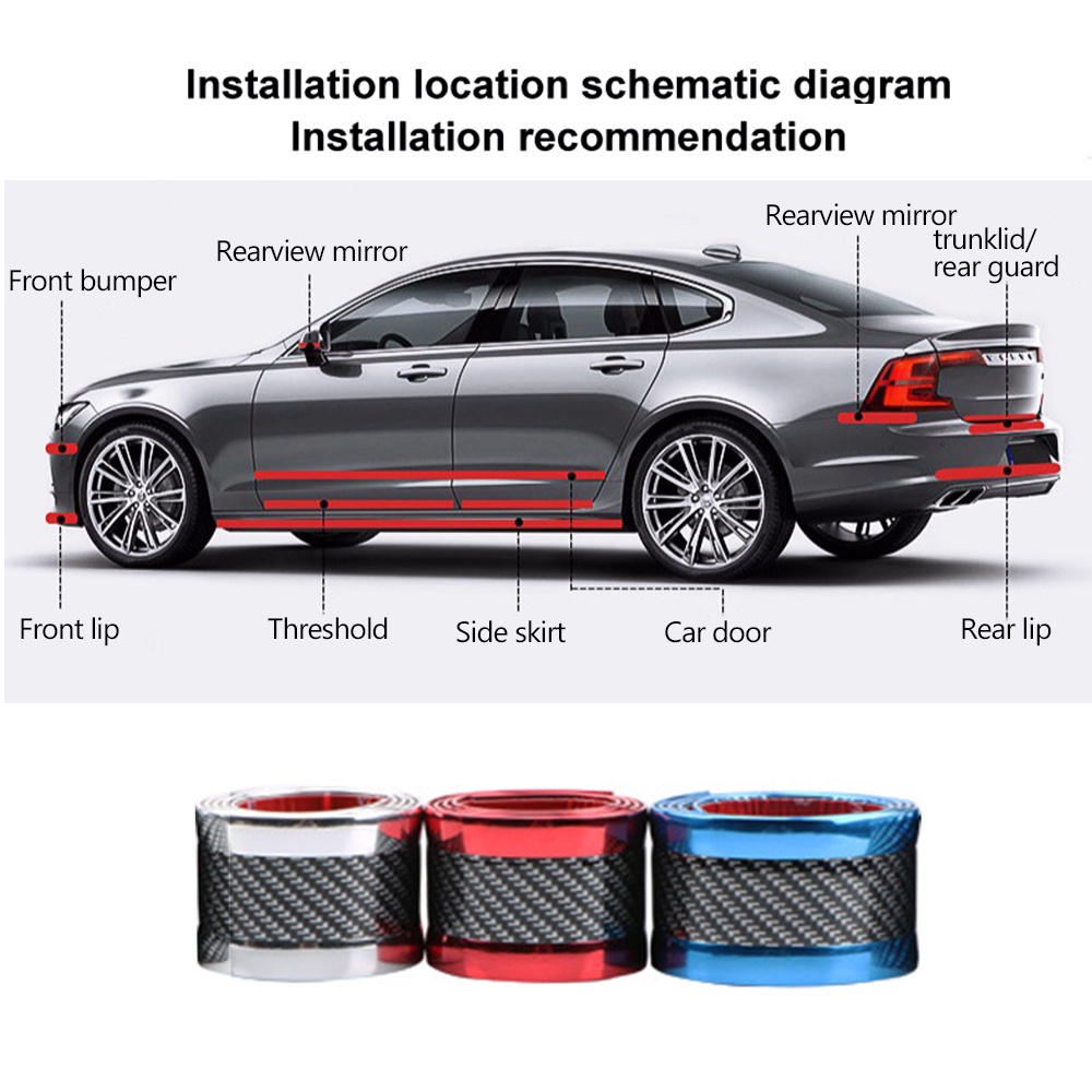 Sticker Sợi carbon 3D 5x100cm Dán Bảo Vệ Cạnh Cửa Xe Hơi