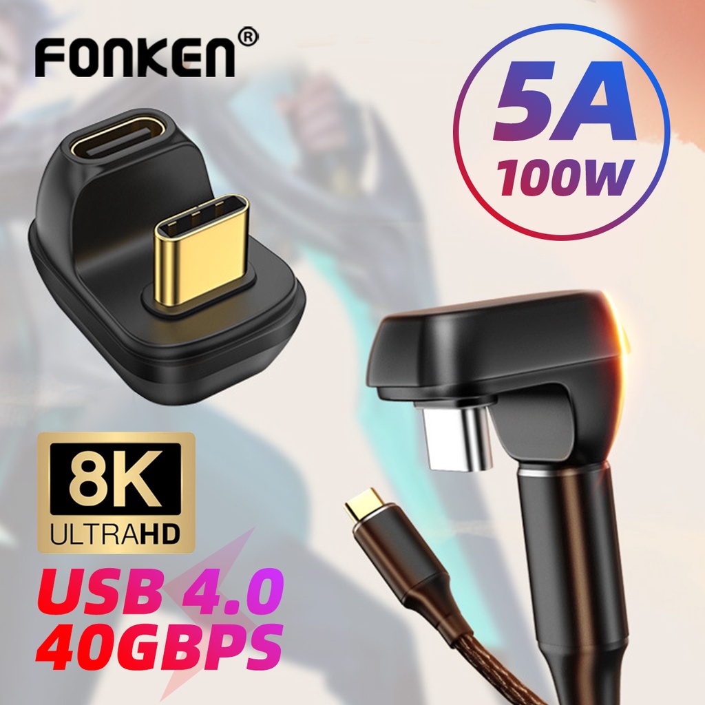 Đầu chuyển đổi sạc nhanh Fonken USB 4.0 40Gbps hình chữ U Thunderbolt3 USB C 100W 8K 60Hz chất lượng cao