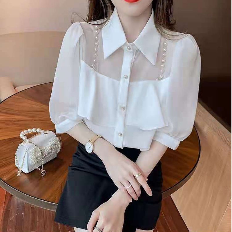 Áo Sơ Mi chiffon Ngắn Tay Thời Trang Mùa Hè Hàn Quốc Dành Cho Nữ