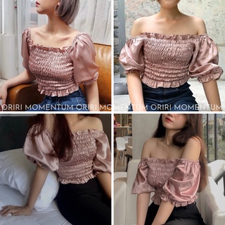 [Ảnh thật] Áo lụa trễ vai sexy sang trọng - Oriri Momentum