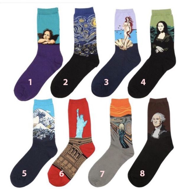 Tất cổ cao UNISEX hoạ tiết vintage tranh sơn dầu