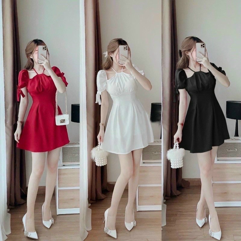 BIGSIZE Đầm cổ yếm  siêu xinh hàng bigsize 50-90kg mẫu chụp thật 100%