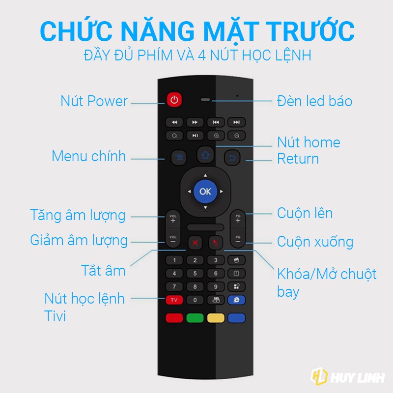 Chuột bay airmoust KM800/KM800V chuyên dụng cho Android TV Box, Smart TV, PC Laptop | BigBuy360 - bigbuy360.vn