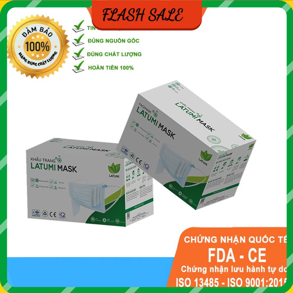 Khẩu Trang Y Tế 4 Lớp Lọc Khuẩn LATUMI 50 Cái / Hộp Chính Hãng Đạt Tiêu Chuẩn Quốc Tế Xuất Khẩu bongbong_store00