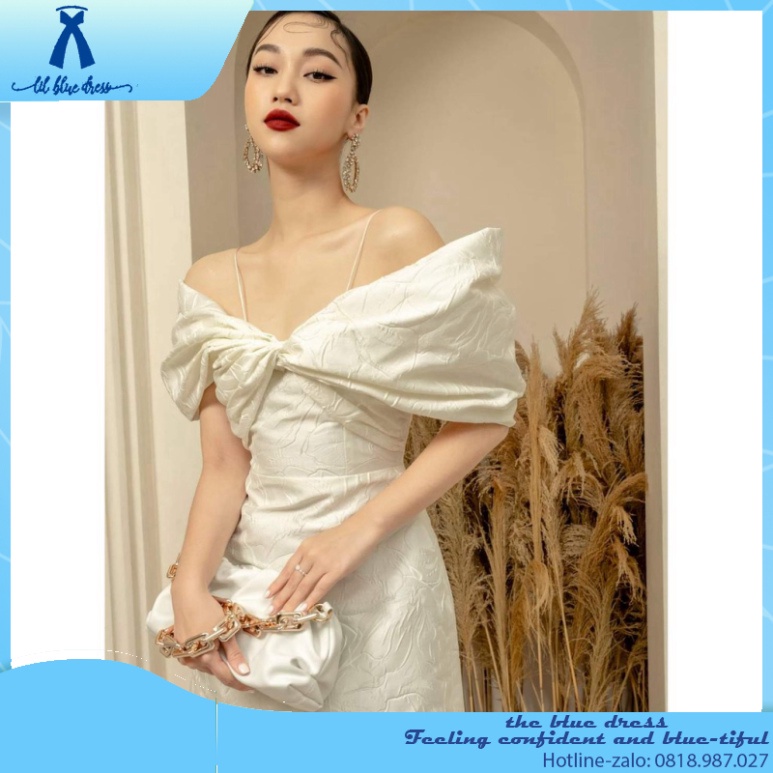 ✨QUẢNG CHÂU CAO CẤP✨ Đầm trắng đi tiệc hai dây, trễ vai, dáng xòe sang trọng - chất liệu vải gấm 🔥FREESHIP🔥 bigsize cô