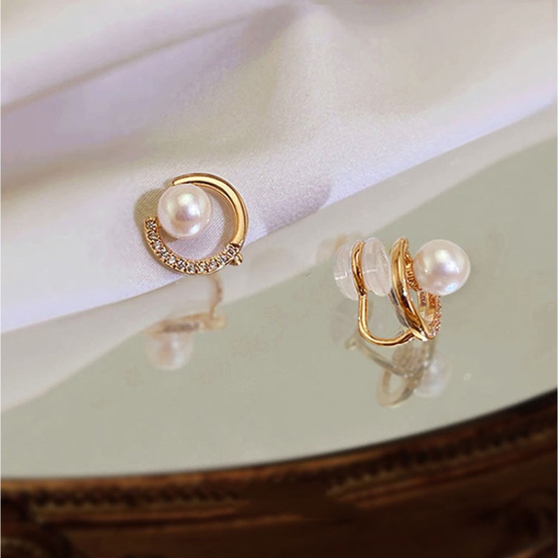 Thời trang tinh tế Kẹp tai ngọc trai phong cách Hàn Quốc Kẹp tai silicon không đau