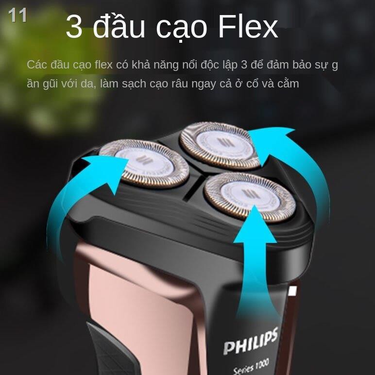 Máy cạo râu Philips điện S1060 nhập khẩu 3 lưỡi dao toàn thân rửa chính hãng