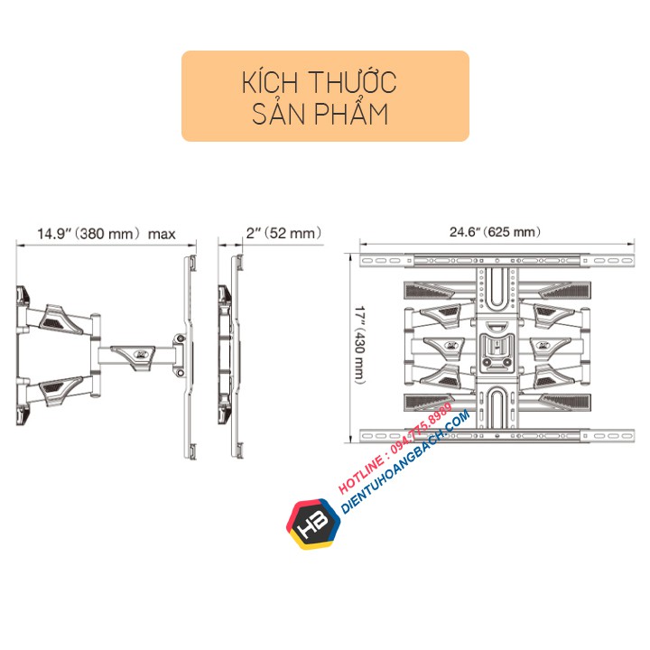 [Đầu Tiên Tại VN] Giá Treo Tivi NB P6 45 - 75 Inch - Chính Hãng NorthBayou - Xoay Đa Năng Linh Hoạt