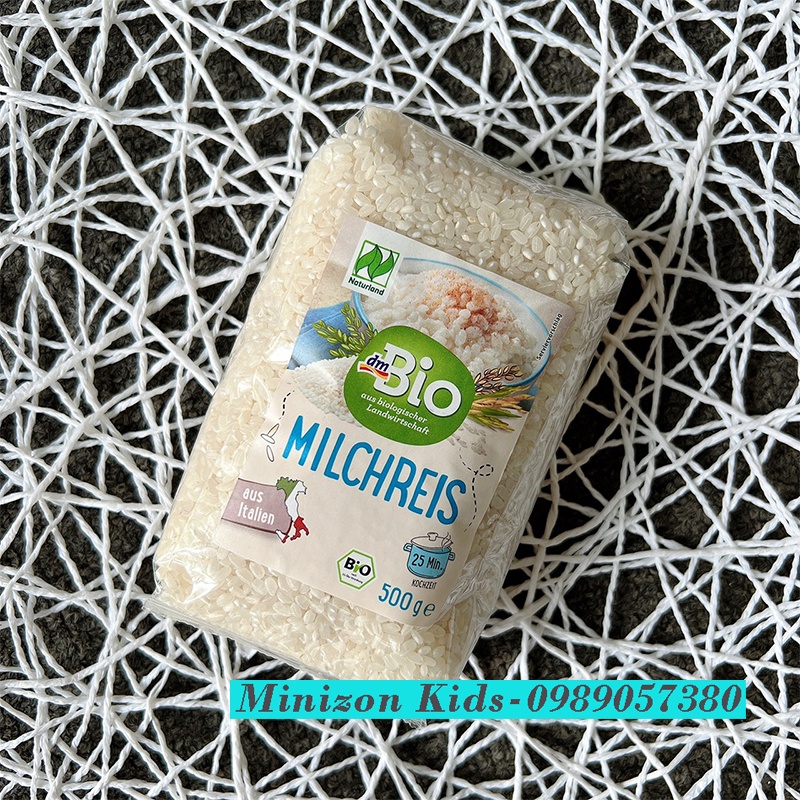 Gạo sữa hữu cơ dmBio MilchReis Đức 500g cho bé ăn dặm giá tốt | Minizon Kids