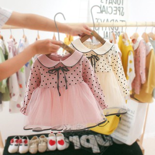 Váy/đầm chấm bi thu đông cho bé