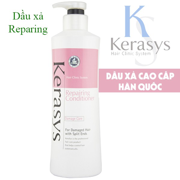 Dầu xả tăng cường độ bóng tóc xơ và rối Kerasys Reparing Cao cấp Hàn Quốc 600ml