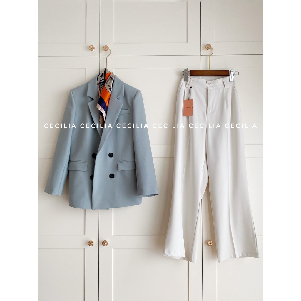 Áo khoác blazer AZURA by CECILIA xanh thiên thanh - 2 hàng khuy