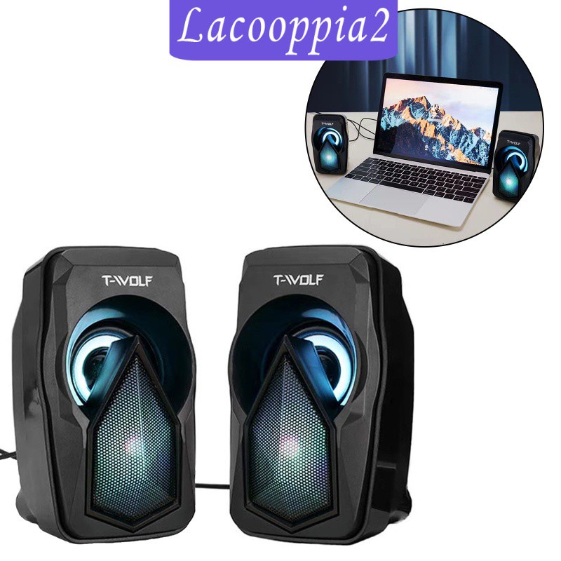 [LACOOPPIA2] Mini USB Wired Multimedia Computer Speakers with Colorful Light Bass Stereo