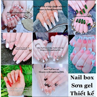 Móng Úp Dán thiết kế -Nail box -12-14 Móng tay giả cao cấp Sơn gel nhiều mẫu kèm keo dũa