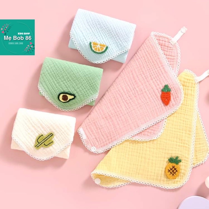 𝐒𝐡𝐨𝐩 𝐌𝐞̣ 𝐁𝐨𝐛 𝟖𝟔 - Khăn yếm tam giác cao cấp vải muslin, khăn sữa vải xô sợi tre bamboo đẹp an toàn cho bé yêu