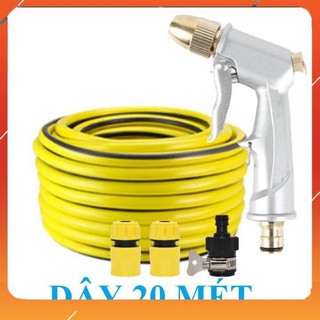 Vòi Xịt❤️Evoucher🚛 Bộ dây vòi xịt nước rửa xe, tưới cây ✔, tăng áp 3 lần, loại 20m 206701 đầu đồng, cút, nối đen