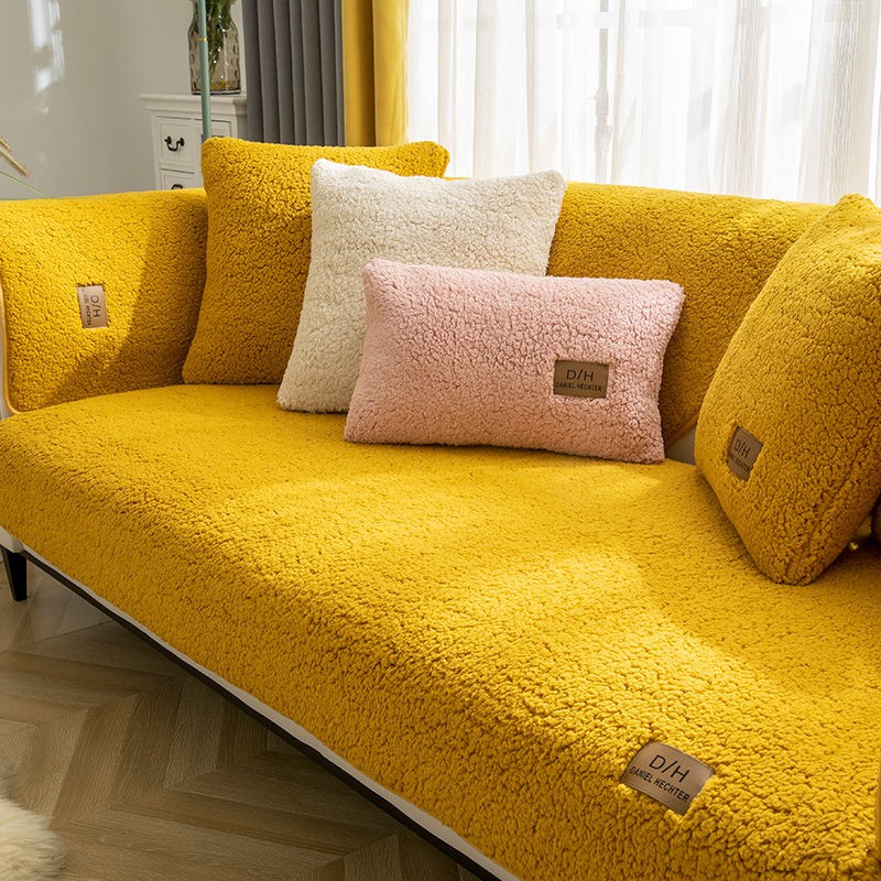 Bọc Ghế Sofa Vải Cashmere Chống Trượt Kiểu Đơn Giản Thời Trang Mùa Đông 2020