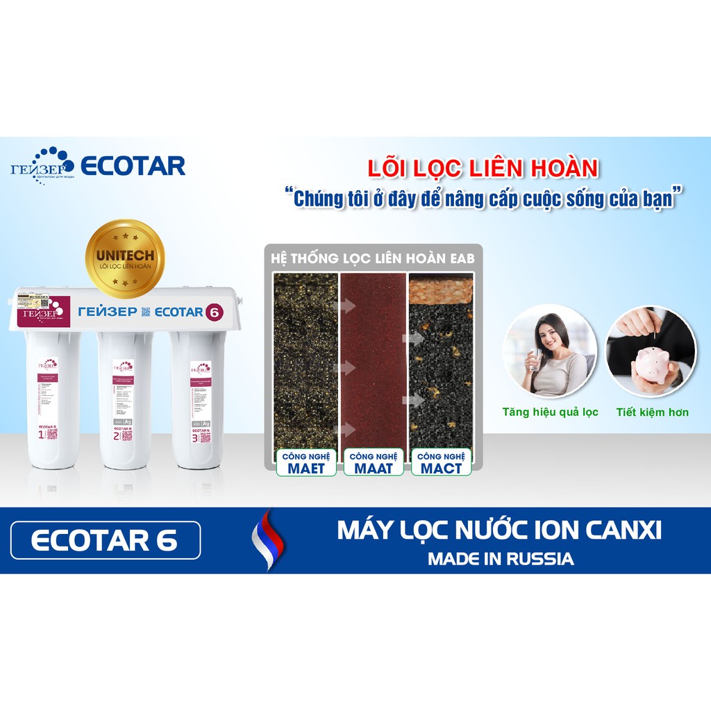 Bộ 3 Lõi Lọc Máy Lọc Nước Geyser Ecotar 6 Nhập Khẩu Liên Bang Nga - Thế Giới Lọc Nước Ecofast