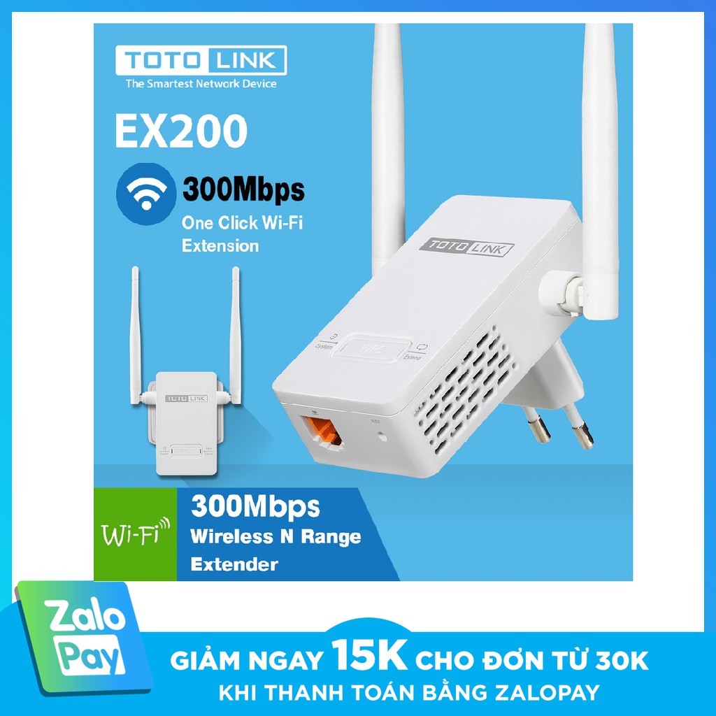 Bộ Kích Sóng Wifi Repeater 300Mbps Totolink Ex200 - Hàng chính hãng