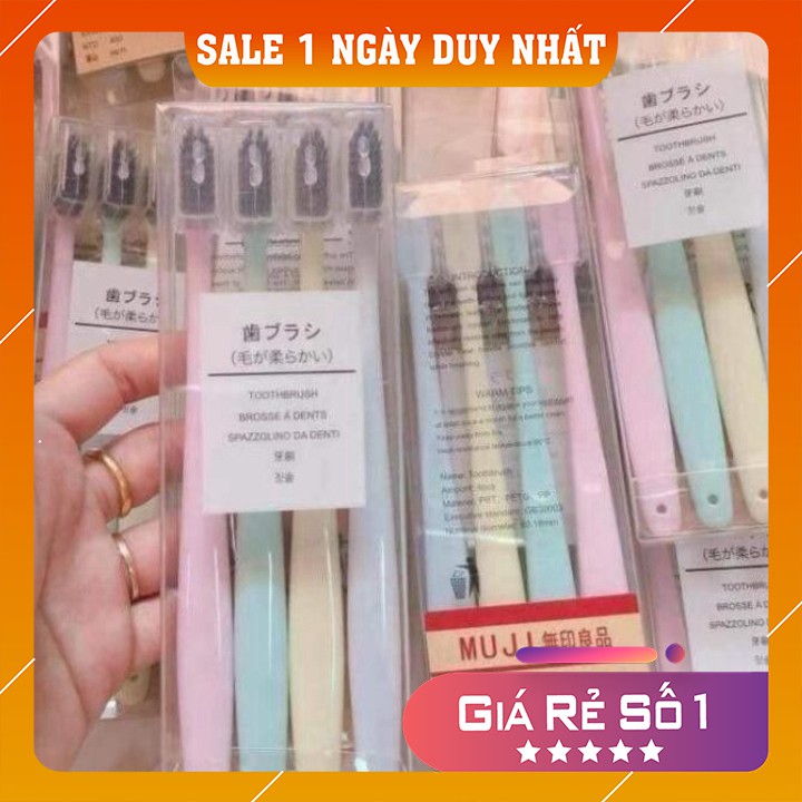 Bàn chải đánh răng ♥️FREESHIP♥️Set 4 bàn chải đánh răng muji, hàng xuất nhật - công nghệ nano