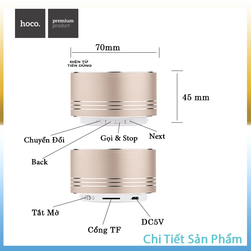 Loa Bluetooth Hoco BS5 chính hãng kiểu dáng tròn âm thanh chất lượng