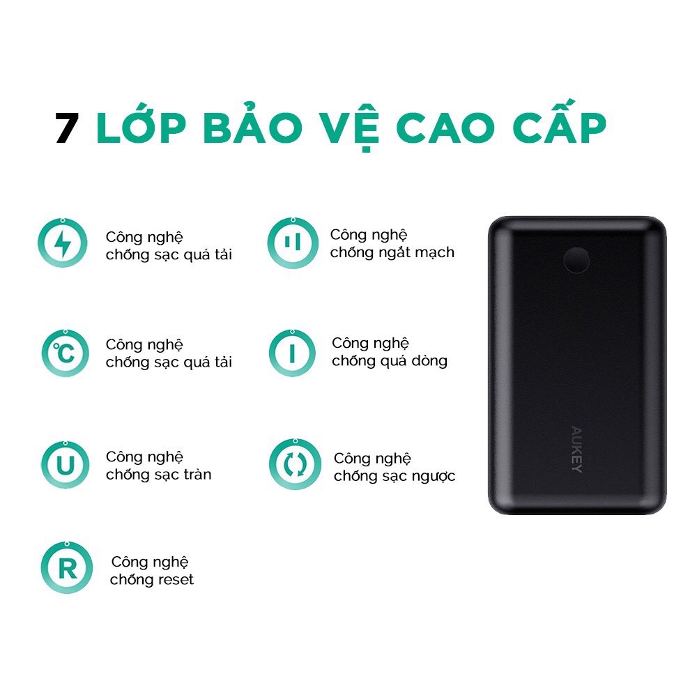 Sạc Dự Phòng Aukey PB-XD10 10050mAh, Sạc Nhanh QC 3.0, Sạc Nhanh PD 18W - Hàng Chính Hãng