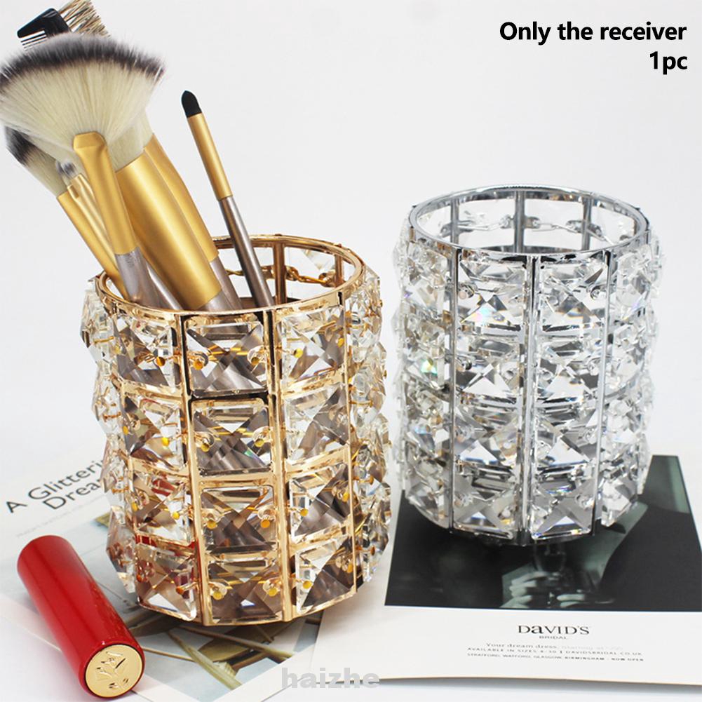 Makeup Brush Large Capacity Space Saving Accessories Rhinestone Desktop Storage Cup