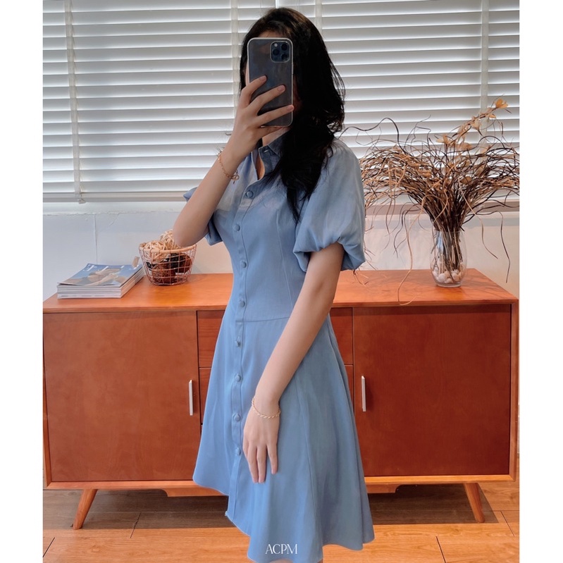 Joly Dress / Váy sơ mi tay phồng