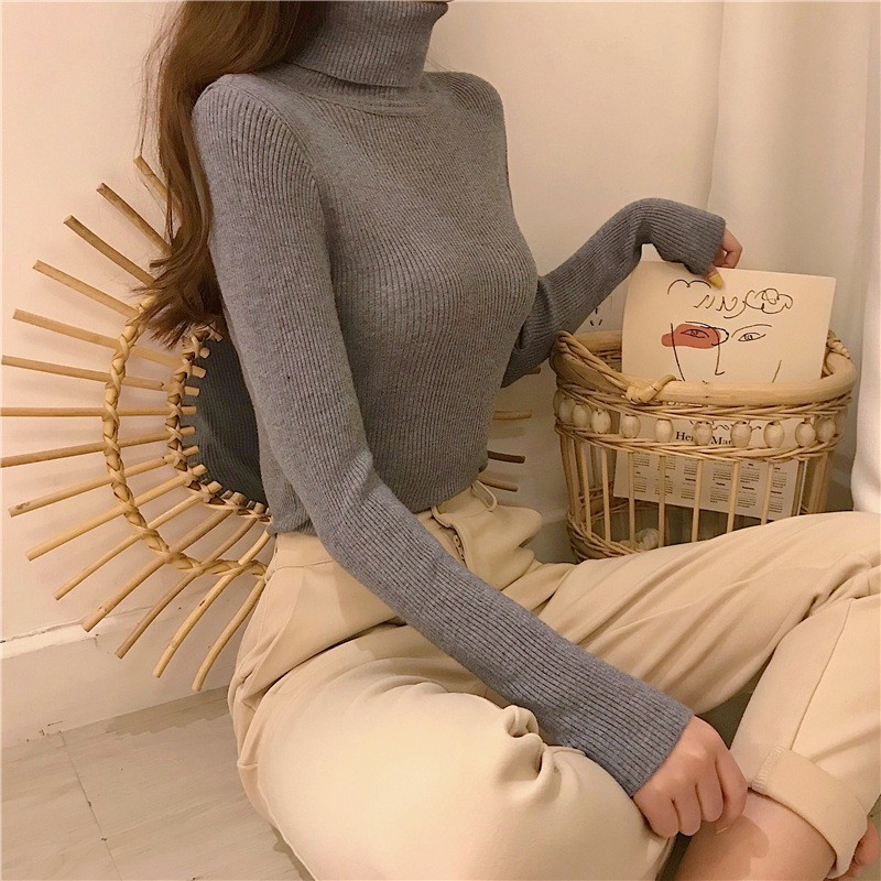 Áo len CỔ LỌ cao 15 phân phong cách Hàn Quốc