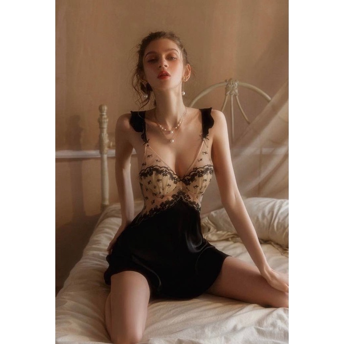 Đầm Ngủ Hai Dây Lụa Satin - B.Lingerie