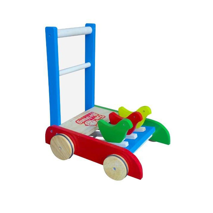 Xe tập đi gỗ 3 con gà hàng chính hãng Em Bé Vàng LOẠI TỐT