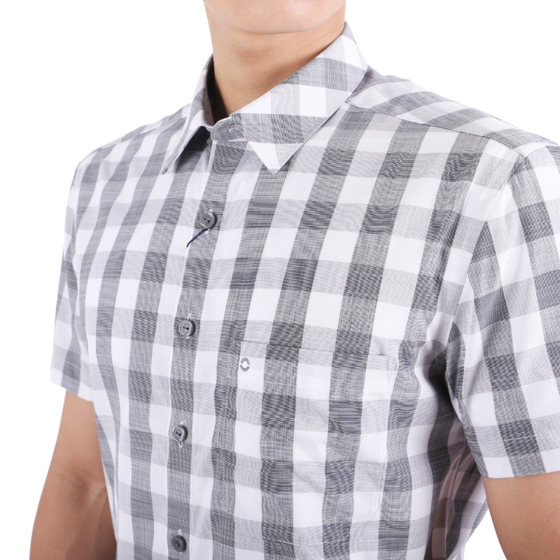 Áo sơ mi Ngắn tay Owen Ngải cứu Body Fit màu Xám caro - BA22954NT