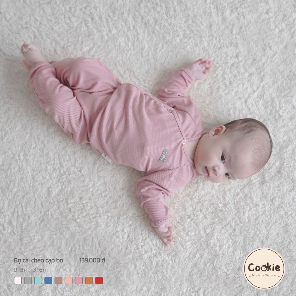 Bộ Rời COOKIE Dài Tay Cài Chéo Cạp Cao 0-3/3-6M Chất Liệu Air-Cool Knitwear Điều Hoà Nhiệt 4 Mùa